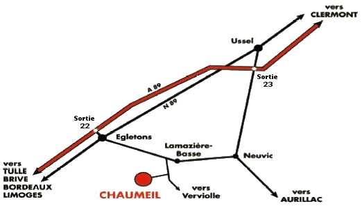 Location de chambres d'hotes en Correze - Plan de situation
